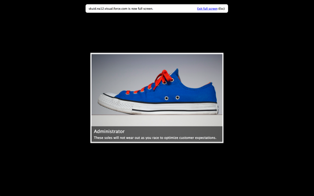The webpage will enter fullscreen mode, displaying the image associated with the first row, as well as related field values.